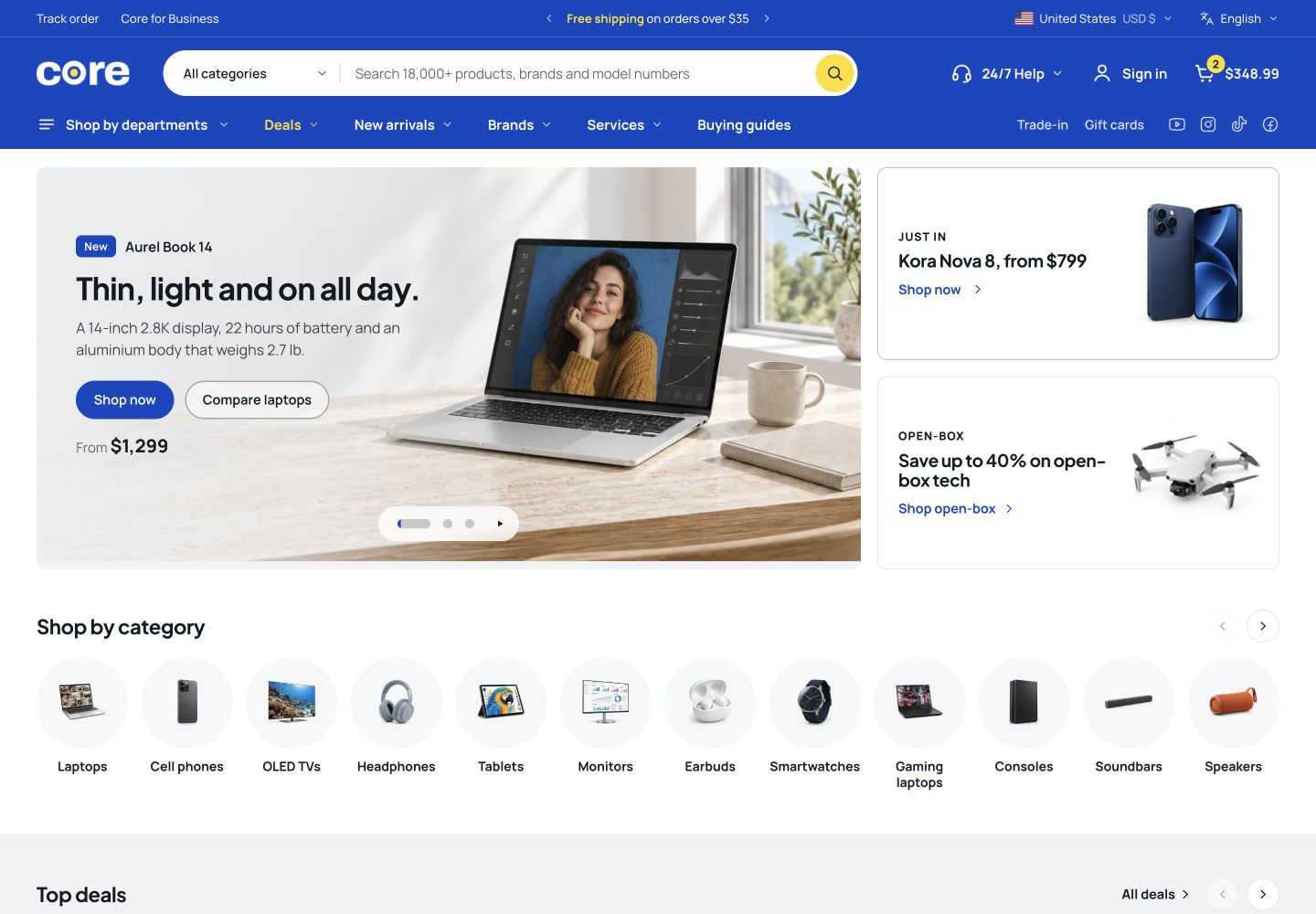 core homepage desktop preview