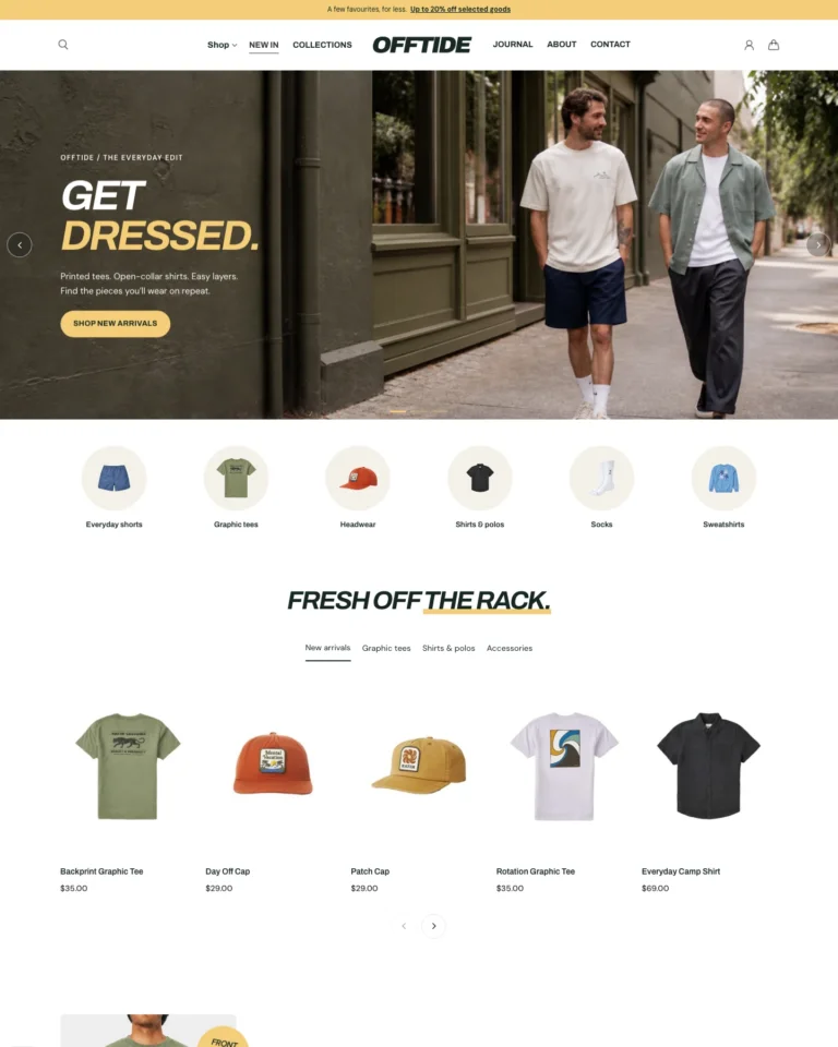 Offtide shop homepage